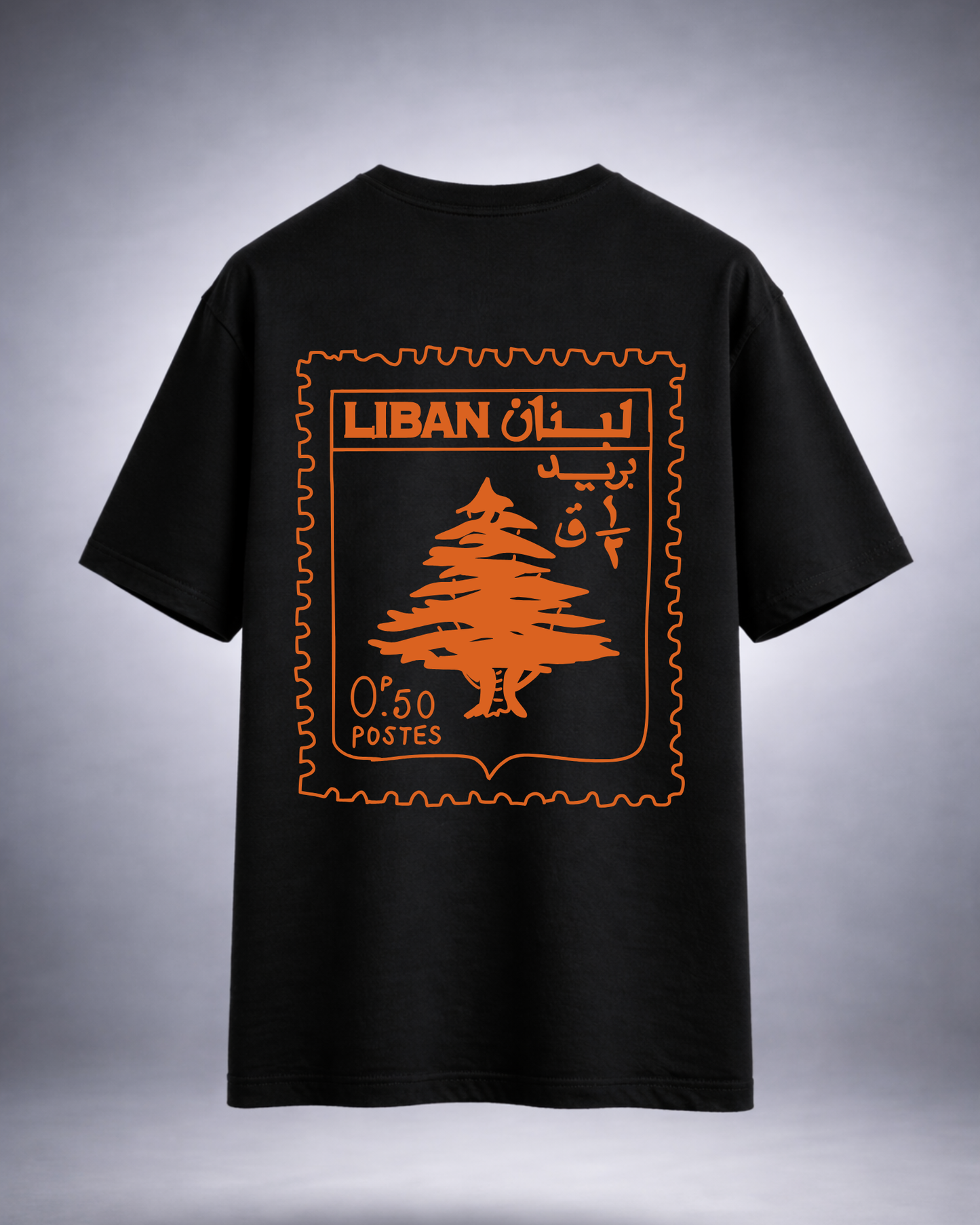 Lebanese Stamp Orange Oversized Tee