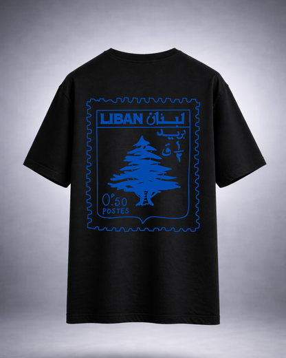 Lebanese Stamp Blue Oversized Tee