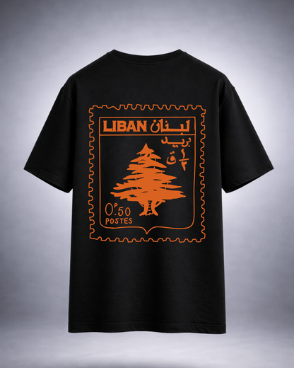 Lebanese Stamp Orange Oversized Tee