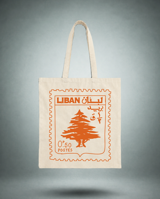 Lebanese Stamp Orange Tote Bag