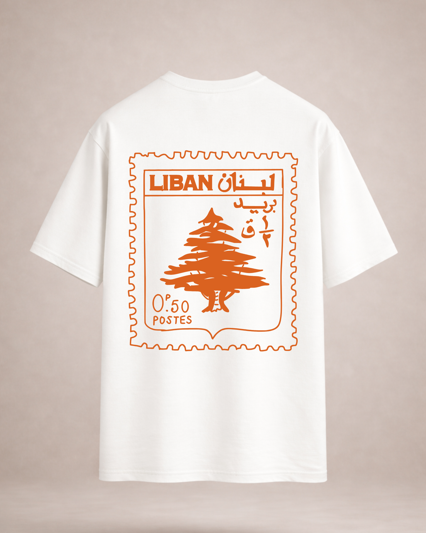 Lebanese Stamp Orange Oversized Tee