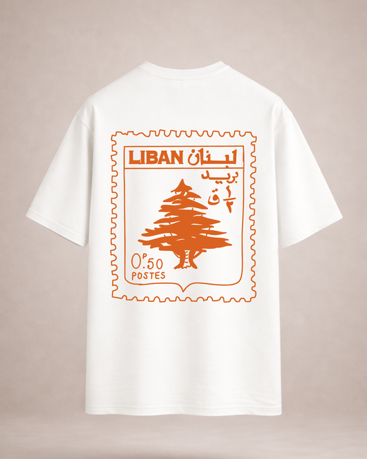 Lebanese Stamp Orange Oversized Tee