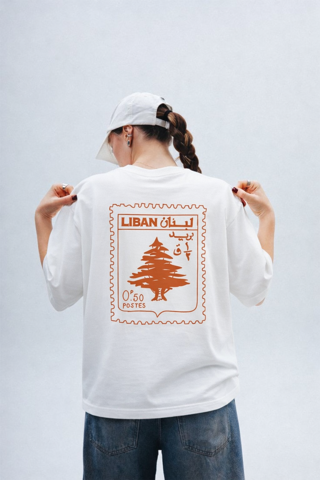 Lebanese Stamp Orange Oversized Tee